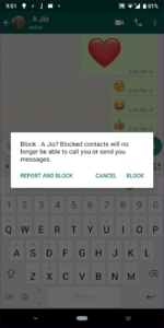 whatsapp block notififctaion
