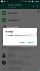 unblocking a contact of whatsapp